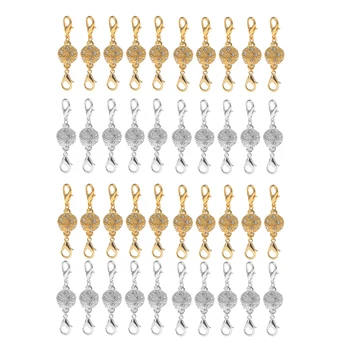 

40Pieces Ball Rhinestone Lobster Magnetic Clasps Jewelry DIY Findings