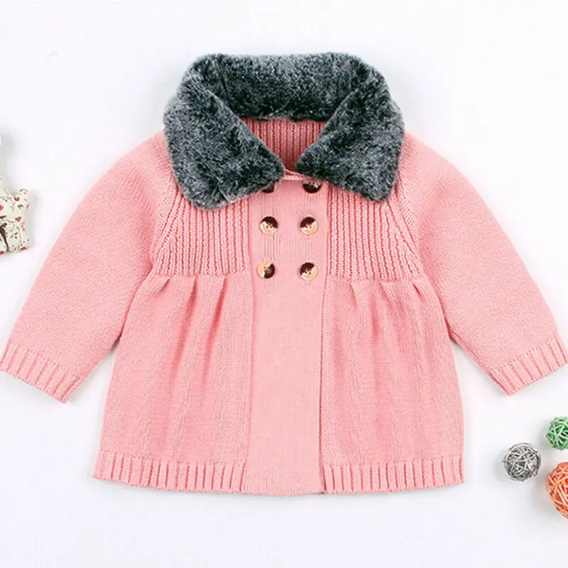 Вязаный свитер с длинными рукавами для маленьких мальчиков и девочек от 3M до 24 месяцев кардиган, куртка, пальто, верхняя одежда