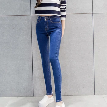 

Girl New Autumn Slim High Waist jeans woman Pencil Pants Fashion Casual Plus Size Women's Ankle-length jean femme Skinny Pants