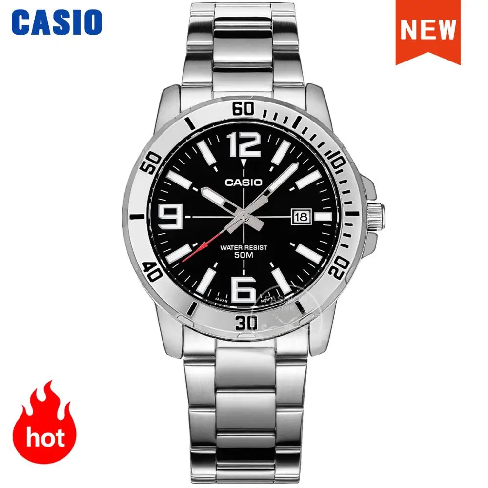 Casio-reloj analógico de cuarzo para hombre, accesorio de pulsera resistente al agua hasta 50m con calendario, complemento masculino deportivo de marca de lujo con diseño militar y luminoso