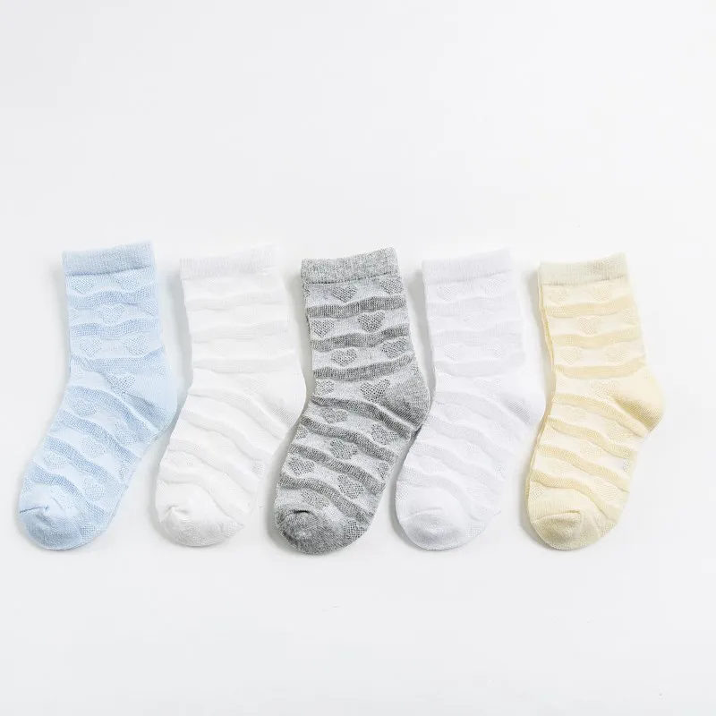 

To Fight a Lot of Solid Color Fishnet Stockings Spring And Autumn Breathable BABY'S Socks Wave Heart Pattern Summer Thin Section