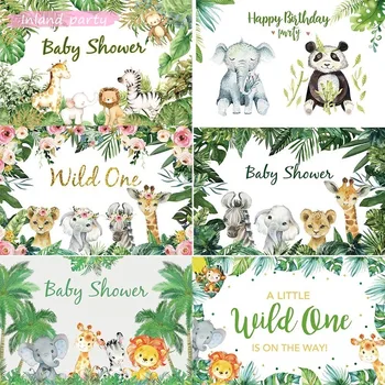 

Zoo Theme Photography Background Wild One Theme Animals Backdrops Baby Shower Birthday Party Photocall Photo Studio