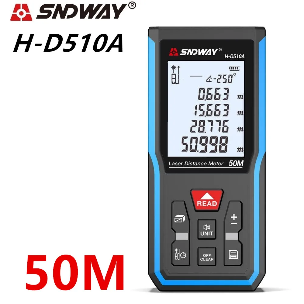 

SNDWAY Laser Distance Meter 70m 100m 120m Digital Rangefinder Range Finder Laser Tape Roulette Ruler Angle Measurement Roulette
