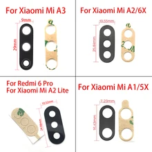 2 unids/lote, cámara trasera cubierta de lente de cristal para Xiaomi Mi A3 con adhesivo para Xiaomi Mi A1 A2 Lite piezas de repuesto