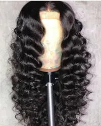 Onecut волосы на кружеве человеческие волосы парики для черных женщин бразильские свободные глубокая волна длинный парик предварительно