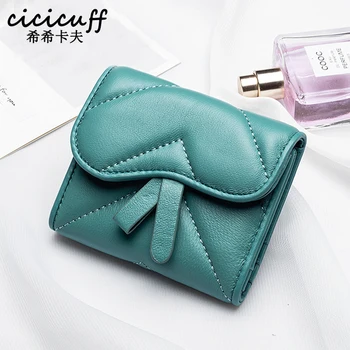 

Short Women Wallet Female Coin Purse Lady Sheepskin Fold Purse Women's Wallets Card Holder Driver License Holder Brand Design
