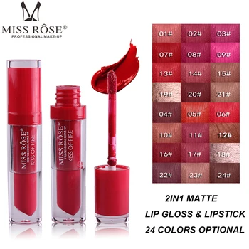 

MISS ROSE Sexy Red Lip Velvet Matte Liner Pen Liquid Lipstick Makeup Double-end Lipstick Waterproof Long Lasting Lip Gloss Tint