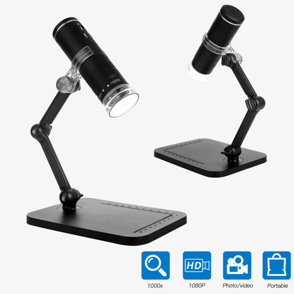 

2 Million HD 1000X Wifi Wireless Digital Microscope For Smartphones Tablets LED Lights MP4 1920*1080 Photoreceptor