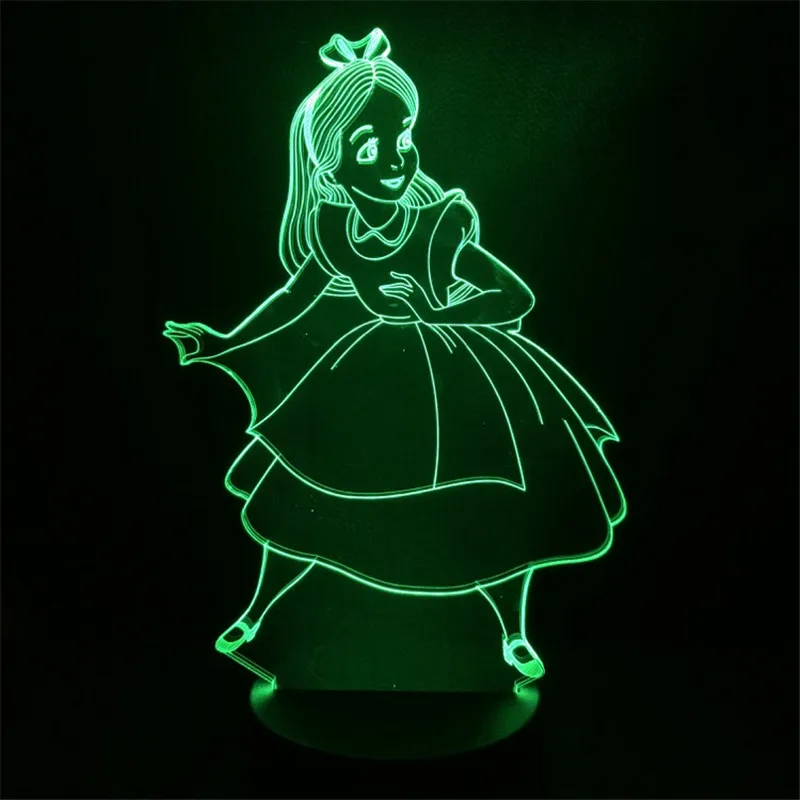 Светодиодная Ночная лампа Disney Princess Alice для детей декоративный светодиодный