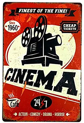 

Tin Sign Fun Ravtive Cinema Rustic Wall Decor Retro Wall Home Bar Pub Vintage Cafe Decor, 8x12 Inch