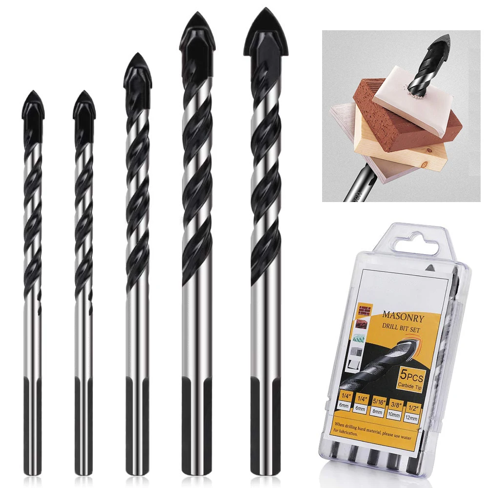 5Pcs Tungsten Carbide Drill Bit For Ceramic Tile Glass Marble Wood Hole Saw Set 