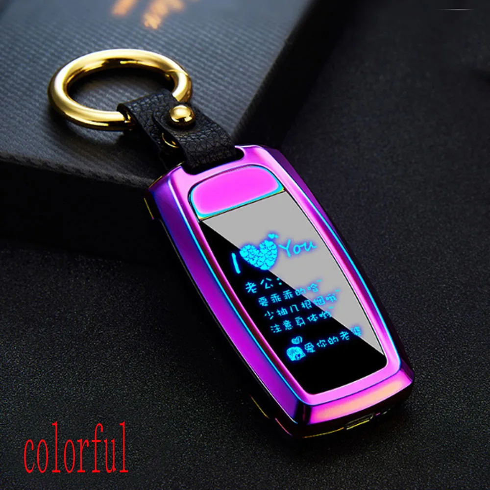 USB Зажигалка-Фонарик светодиодный экран Ключ Пряжка