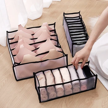 

Closet Organizer for Socks Bra Dormitory Foldable Drawer Organizer Home Separated Underwear Storage Box 7 Grids Bra Organizer