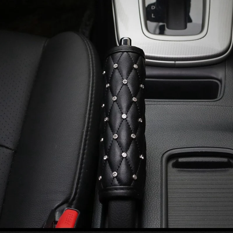 Crystal Diamond Car Seat Belt Cover PU Leather Shoulder Pad Hand Brake Shifter Covers Universal Fit Car Interior Accessories