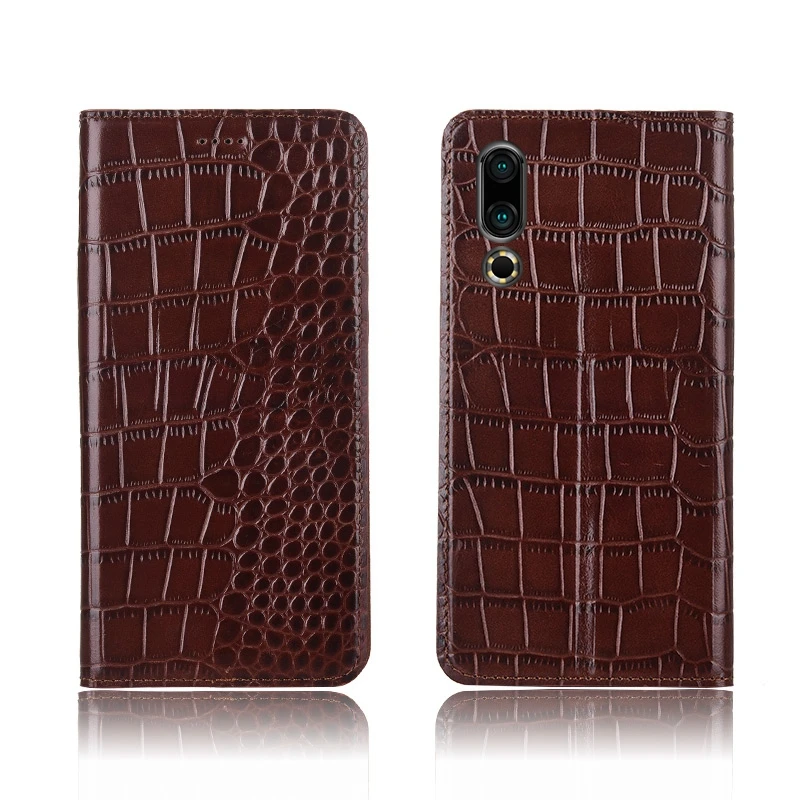 Чехол из натуральной кожи с крокодиловым узором и отделением для карт Meizu Note 9