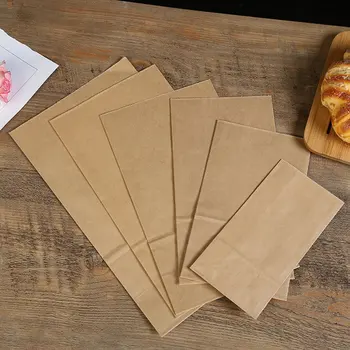 

100pcs Paper Bag Brown Kraft Paper Bag Gift Bags Packing Biscuits Candy Food Bread Cookie Bread Nuts Snack Baking Package