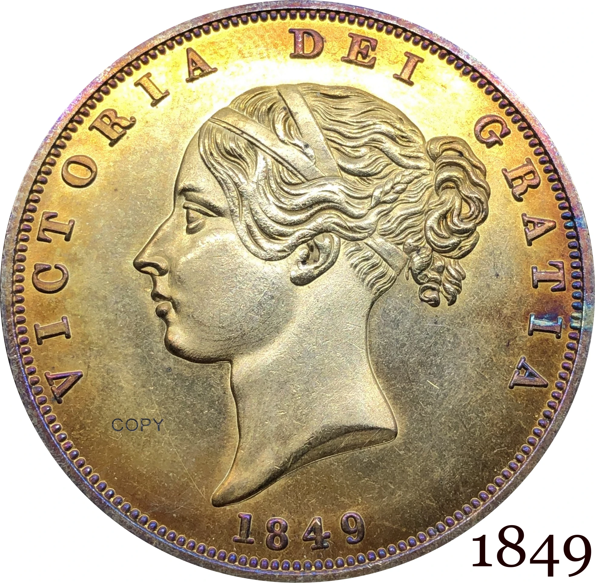 

British 1849 Half Crown King George VI English London Royal Mint Family Plated Silver Copy Coins