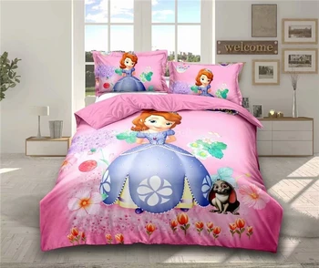 

Hot ! Pink Girls Princess Bedding Set Cartoon Character Duvet Cover Set Bed Sheet Pillowcases 2/3/4pcs Kids Bed Room Bedclothes