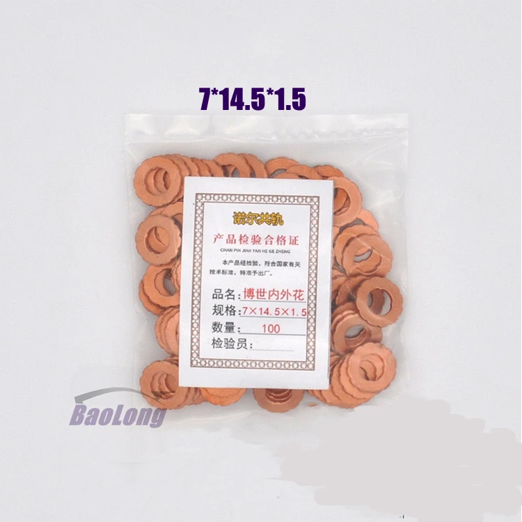 Diesel Injector Seal Kits 100PCS 7&times;15mm 7&times;13mm 9&times;18mm Diesel Common Rail Injector Nozzle Copper Seal Washer Fuel Pump Gasket For Bosch Denso CAT