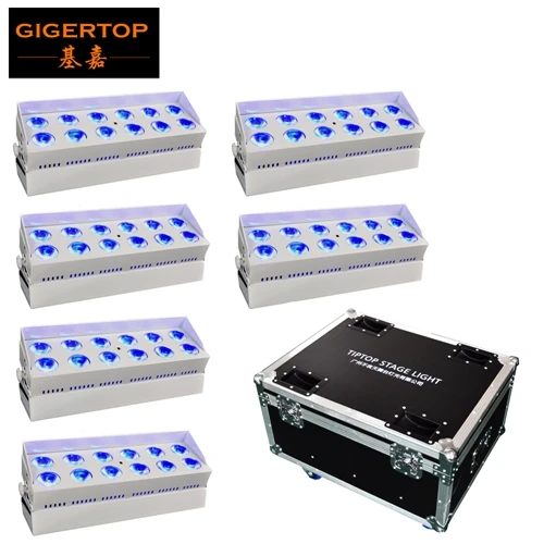 Tiptop сценический прожектор TP-G3037-6IN1 12x18 Вт Tyanshine RGBWA UV 6 цветов DMX батарея беспроводной светодиод настенная шайба Свет белый/черный - Цвет: 6in1 flight case