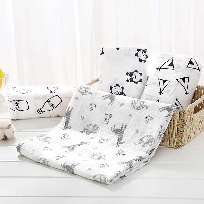 Мягкое муслиновое детское одеяло из хлопка, милое мультяшное одеяло для новорожденных, детское газовое одеяло для ванной, накидка для сна, чехол для коляски, игровой коврик