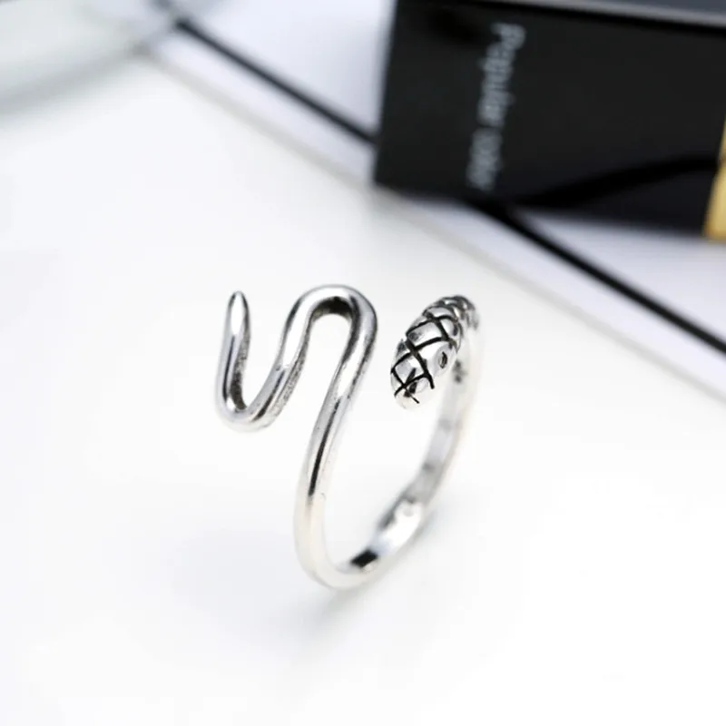 DreamySky Bijoux Boho стильные 925 пробы серебряные кольца в виде змейки для женщин Подарки большие Регулируемые кольца на палец