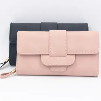 

Wallet explosion models Japan and South Korea small fresh three-fold long wallet large capacity mobile phone bag buckle clutch