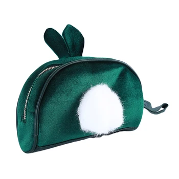 

Sweet Plush Rabbit Ear Women Fur Travel Makeup Case Handbag Cosmetic Bag Girl Cute Make Up Organizer Toiletry Pouch