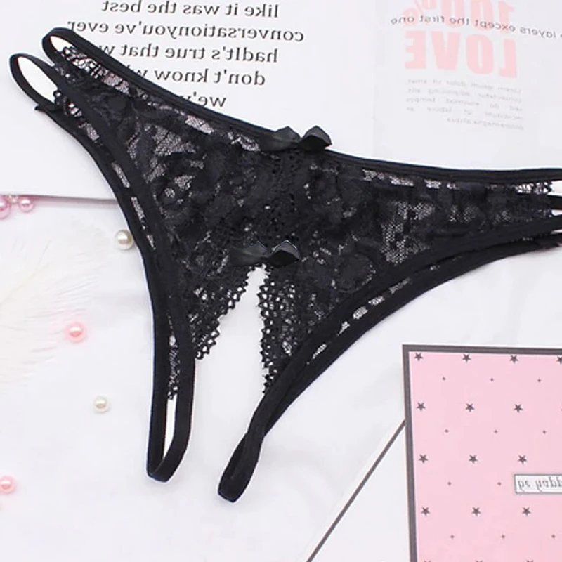 Women Summer Sexy Briefs Clothing Cutout Low Waist Lace Bowknot See Through Transparent Open Dental Floss Panties Lzr8986 - Panties & Briefs - AliExpress