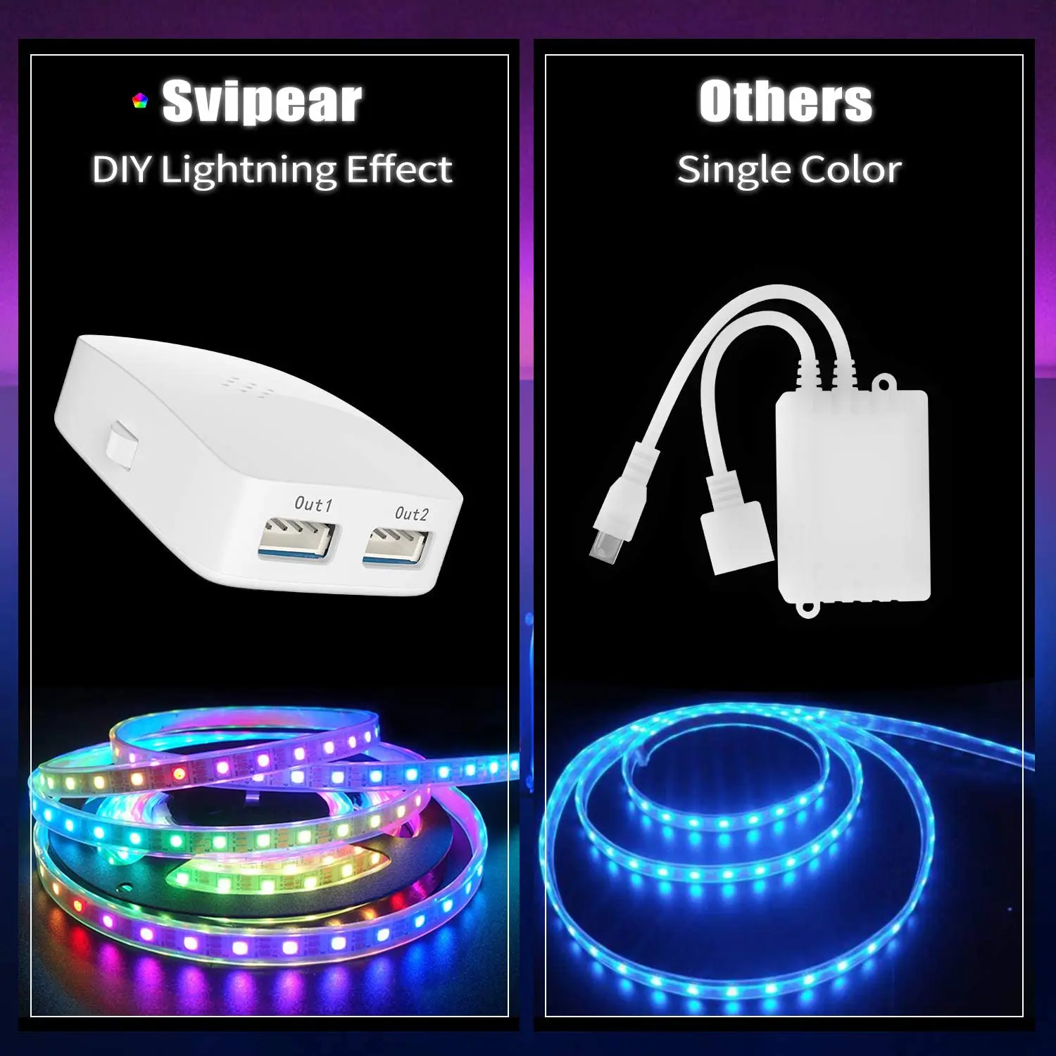 

Smart Light LED Strip Controller DC5-24V 2 Output Alexa Google Voice / Music / IOS Android APP WiFi Control for Pixel Strip