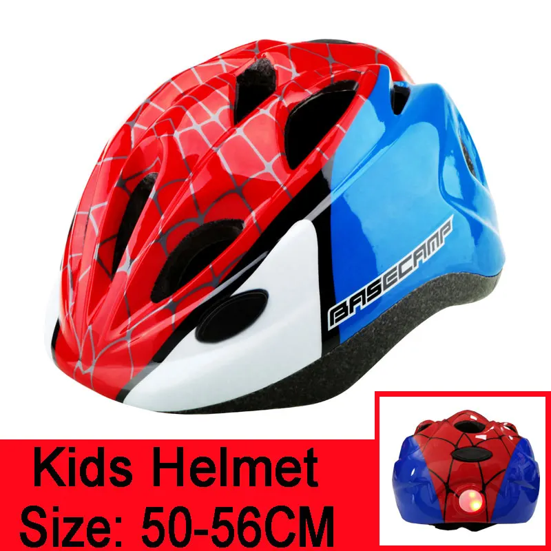 BASECAMP велосипедный шлем Человек-паук мультфильм красный синий kidss mtb открытый спортивный велосипедный шлем Сверхлегкий велосипедный шлем casco ciclismo - Цвет: Черный