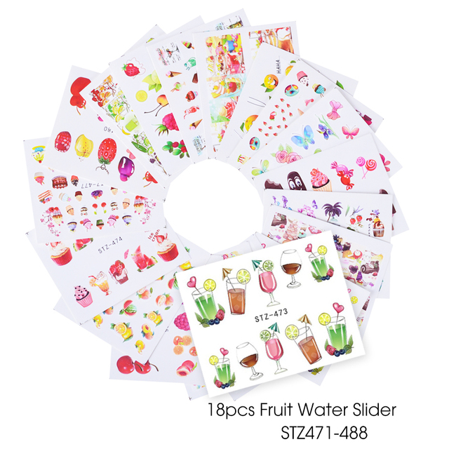 Mixed Stickers for Nails Rose Flowers Butterfly Water Decals Nail Art Decoration Slider Polish Foil Paper Tips CHSTZ930-969