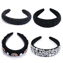 Модные толстые черные бархатные повязки на голову, обруч для волос, винтажная повязка на голову, женские широкие мягкие повязки на голову, женские повязки на голову, корейские украшения для девушек