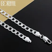 DOTEFFIL 925 Sterling Silver 16/18/20/22/24 Inch 8mm Flat Sideways Chhain Necklace For Women Man Fashion Wedding Charm Jewelry DOTEFFIL 925 Sterling Silver 16/18/20/22/24 Inch 8mm Flat Sideways Chhain Necklace For Women Man Fashion Wedding Charm Jewelry