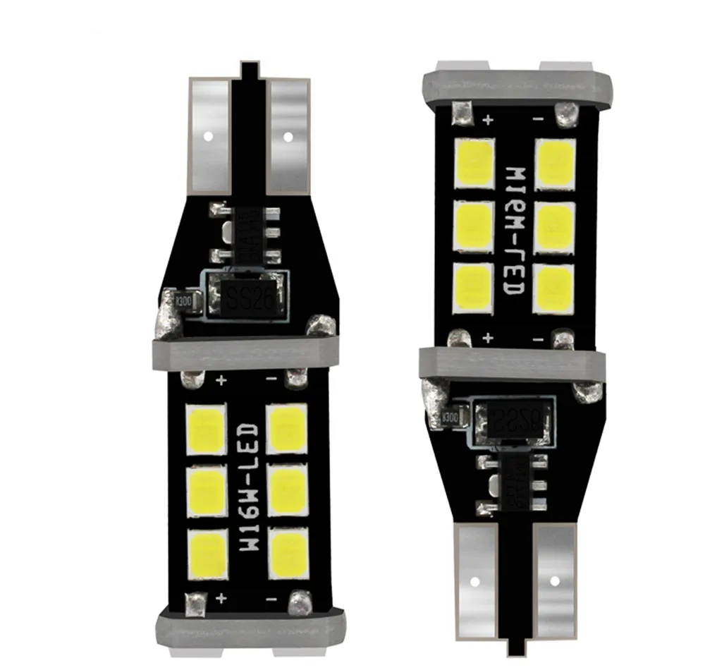 2pcs t15 w16w led canbus no error bulbs 2835 smd backup reverse light