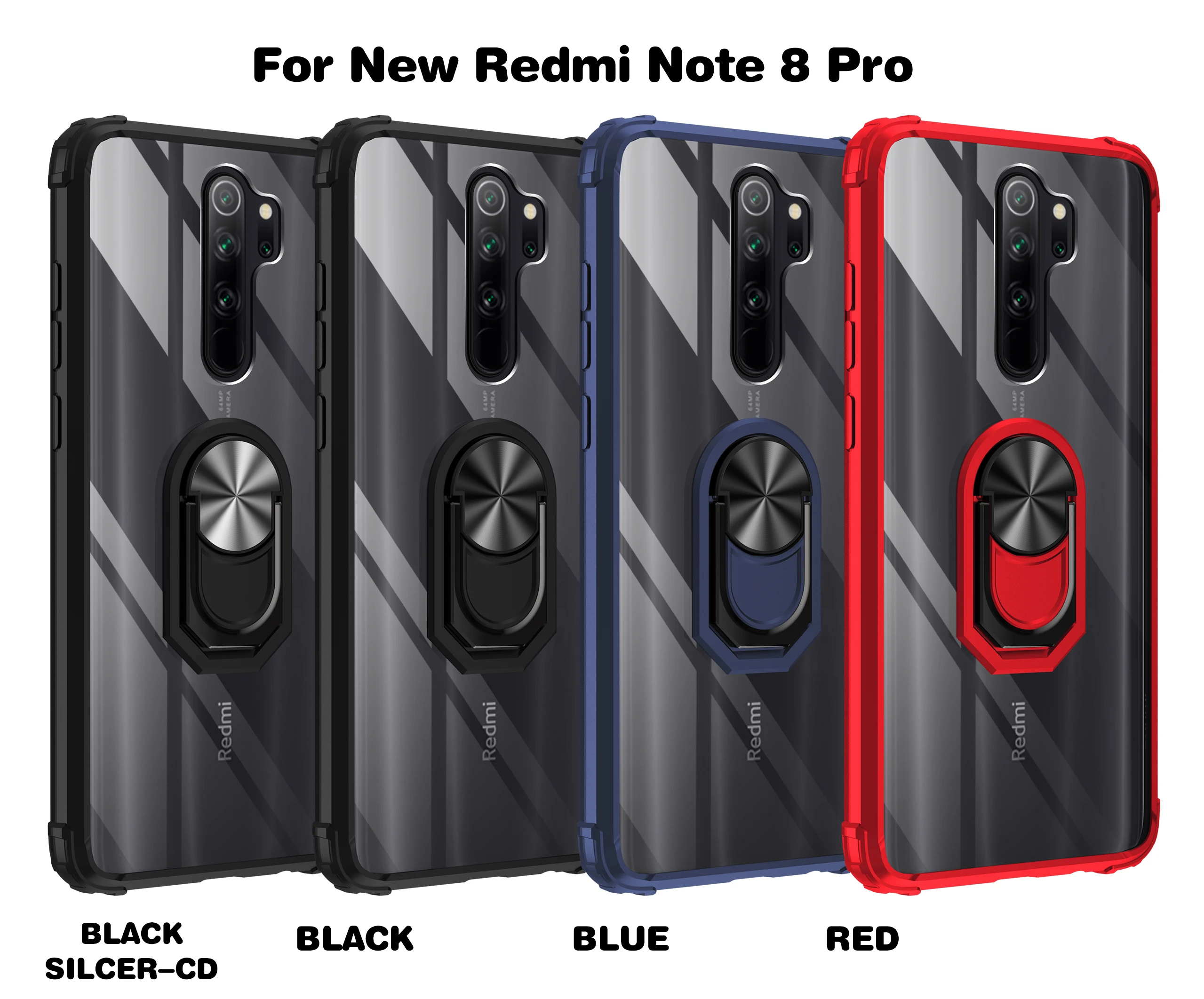 

Phone Case for Redmi 8 8A 8Pro 9 Pro Military Style Shockproof Ring Back Cover For Xiaomi Note 10 10Lite Redmi Note 8 9 8 9Pro