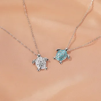 

Tortoise Necklace Turtle Necklaces Women Chain Ladies Pendant Rhinestone Girl Jewelry Silver Color Trendy Korean Alloy Halskette