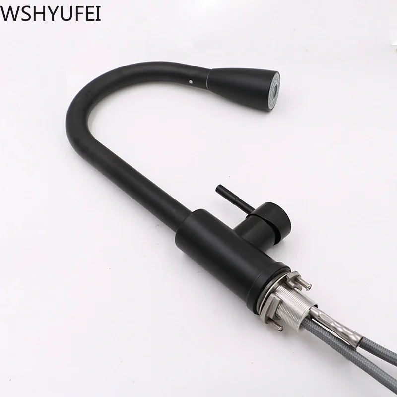 Черные смесители из нержавеющей стали, выдвижной кран для кухонной раковины, кран для ванной комнаты с одним отверстием, кран для горячей и холодной воды, украшение для дома