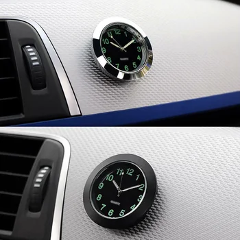 

1pc Car Clock Quartz Analog Silver Chrome Metal With double-sided tape