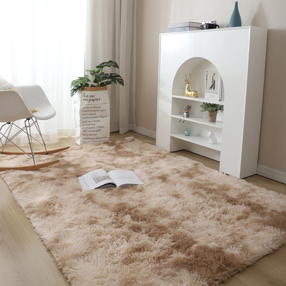 Beige Carpet Tie Dyeing Plush Soft Carpets For Living Room Bedroom Anti-slip Floor Mats Water Absorption Rugs | Дом и сад