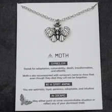  1pcs Deaths Head Skull Moth necklace with card rebirth meaning gift for her 