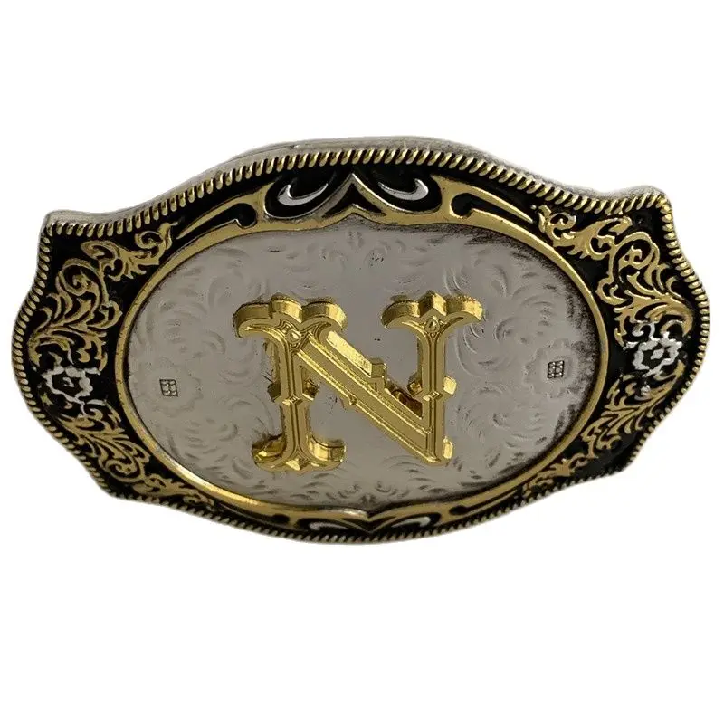 Retail Fashion Men Women Belt Buckle For Metal Golden N Initial Letter