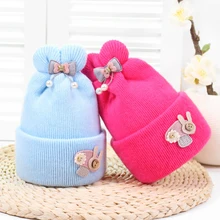 Милые однотонные хлопковые шапочки для детей, вязаные шерстяные шапки-чалмы для новорожденных, теплые шапки, мягкая шапка для девочек и мальчиков, эластичная шапка на осень и зиму