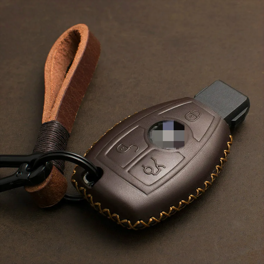 1 PCS Genuine Leather Car Key Case Key Cover For Benz W203 W204 W210 W211 A B C E S Class SL GLE GLC GLK GLA GLS CLS CLK CLA SLK