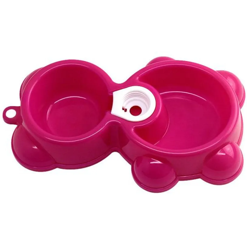 Cute Bear Shape Pet Bowl Dish Automatic Dual-drinking Dispenser Water Food Feeder Fountain Puppy Dog Cat Bowl Wholesale noFB20 (2)