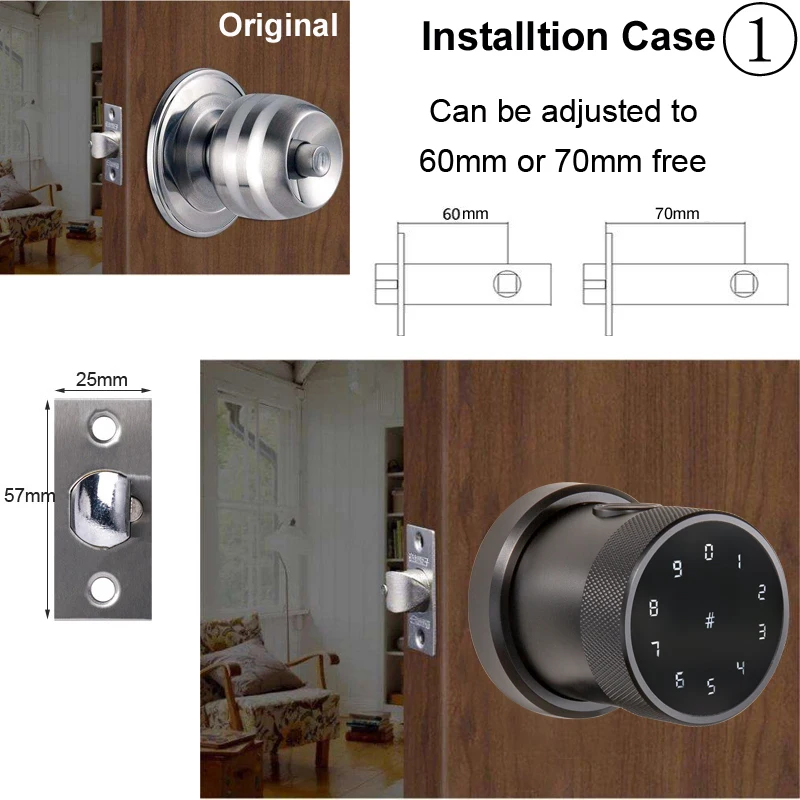  TT lock APP Fingerprint Door Lock Digital Keyboard Smart Card Combination knob Lock For Home / Offi