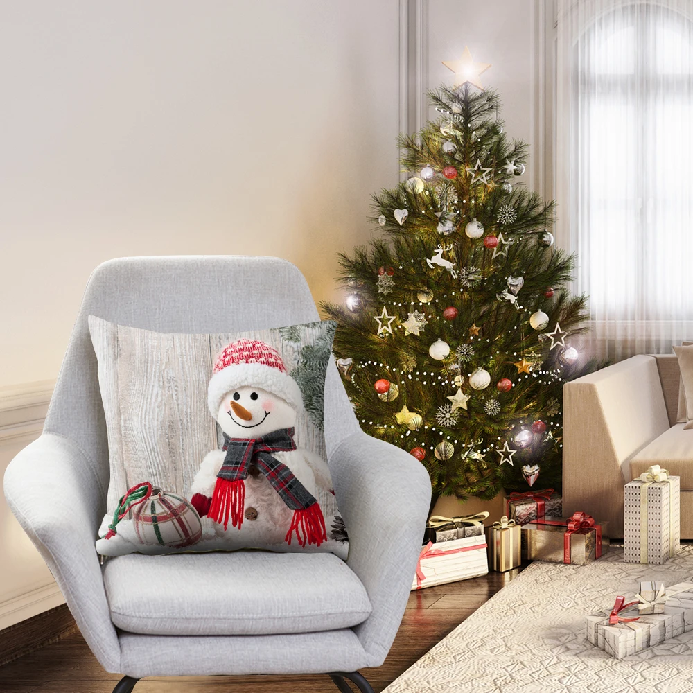 Рождественское украшение, наволочка для подушки, мультяшный Санта Клаус, полиэстеровый чехол для подушки, чехол для подушки с рождественским декором, чехол для подушки s