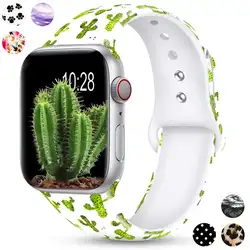 Силиконовый ремешок для часов Apple watch 4 3 2 1 полосы 42 мм 38 мм Cartoo мягкий ремешок сменный Браслет 44 мм 40 мм для iWatch 4