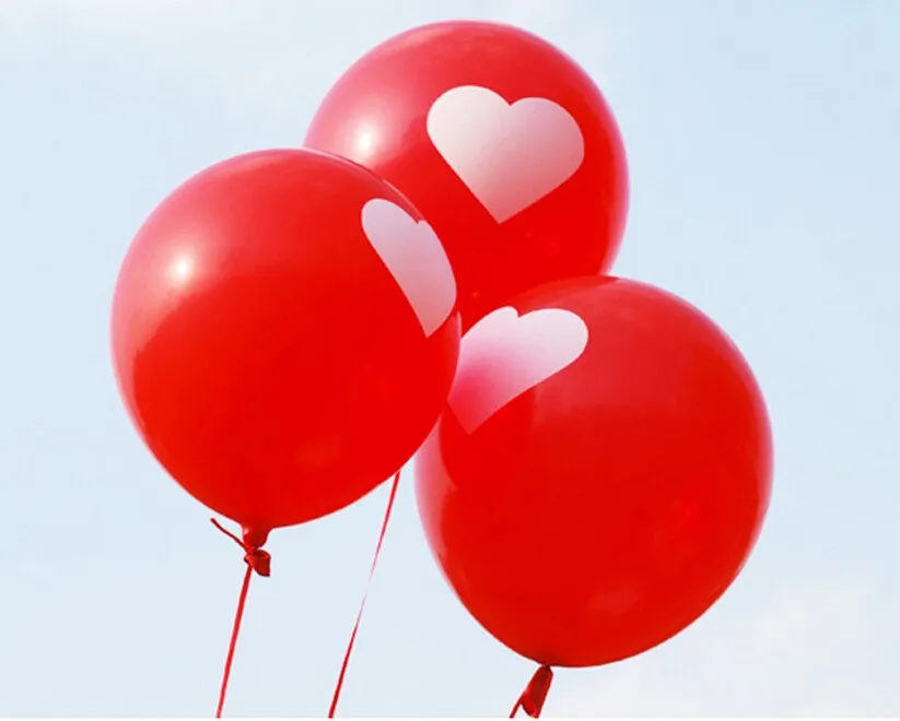 10 шт./лот, латексные шары с романтическим сердечком, красно-белые надувные воздушные шары, украшение для свадьбы, дня рождения, вечеринки, гелиевые шары - Цвет: Red