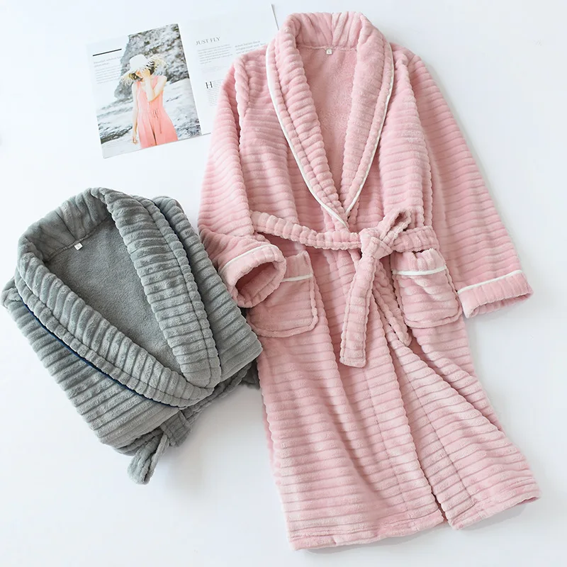 Couple Winter Warm Night Robe Night Robe Bathrobe Long Kimono Plus Size 1584